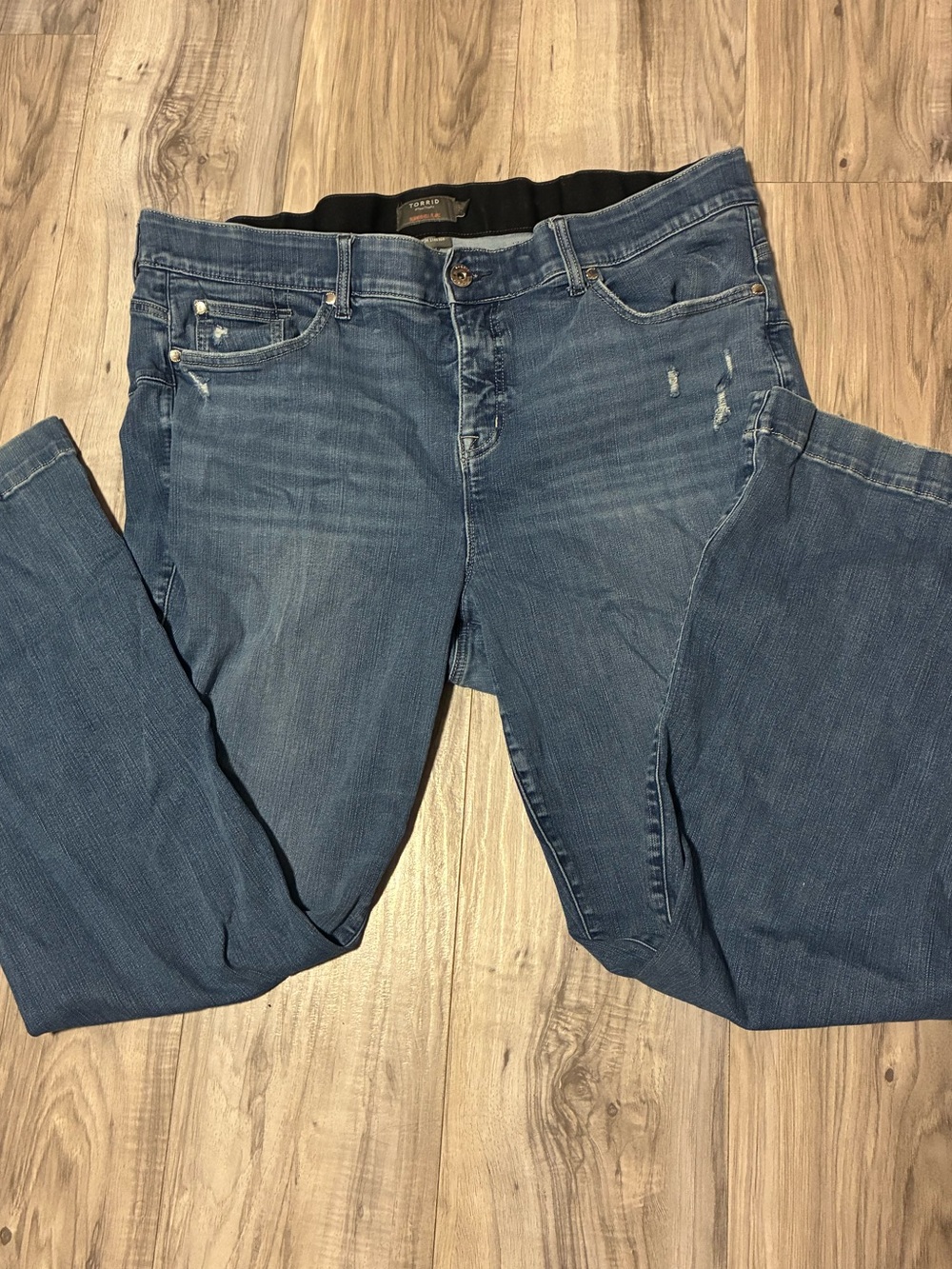torrid Classic Straight-Leg Distressed Midwash Jeans